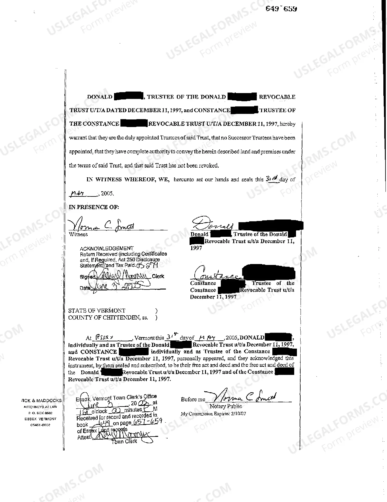 Preview Trustee's Deed Conveying Property to Individual