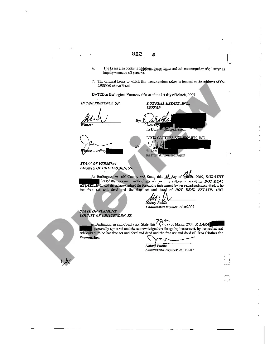Preview Memorandum of Lease