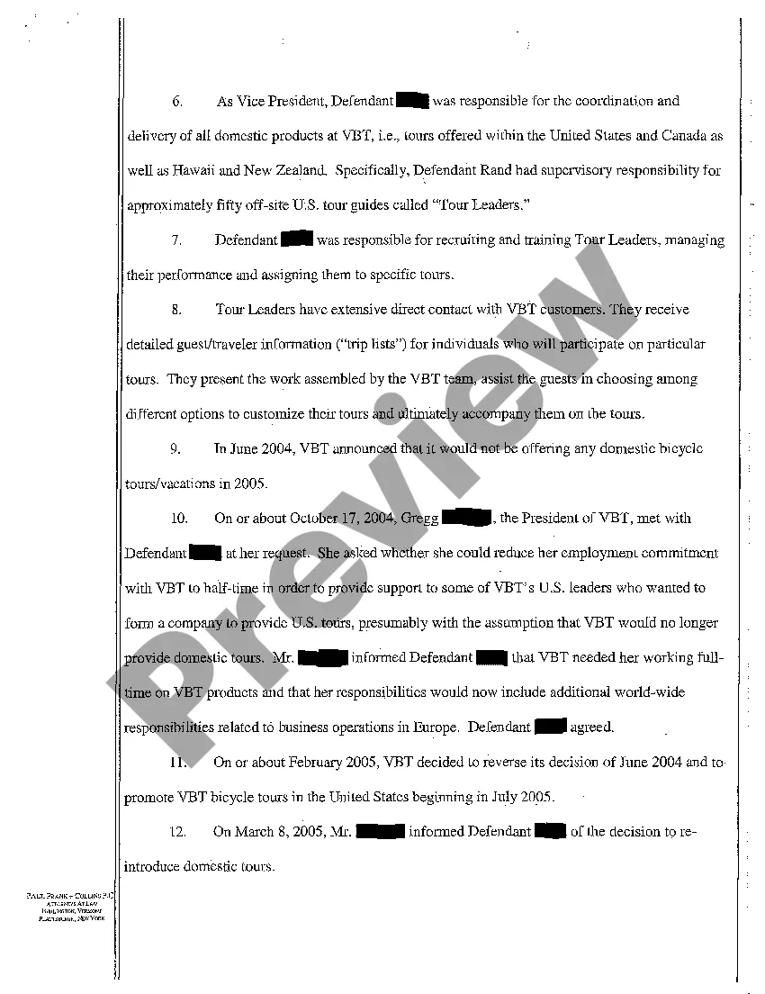 Preview A02 Complaint for Misappropriation of Trade Secrets, Tortious Interference with Business Relations, Breach of Loyalty, and Unfair Competition