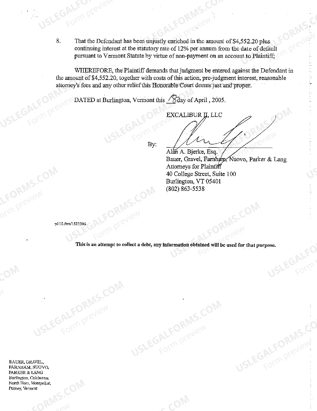 Preview A01 Complaint for Past Due Account