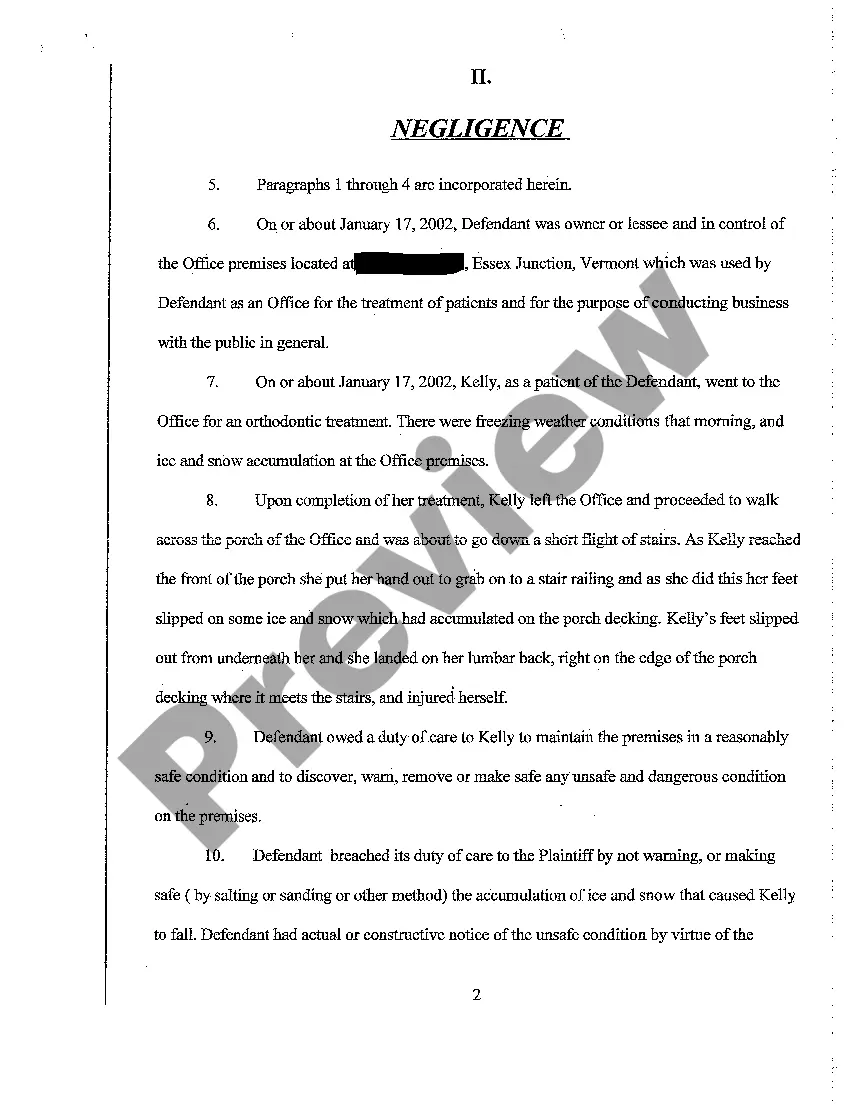 Preview Amended Complaint for Personal Injury and Loss of Parental Consortium Due to Slip and Fall