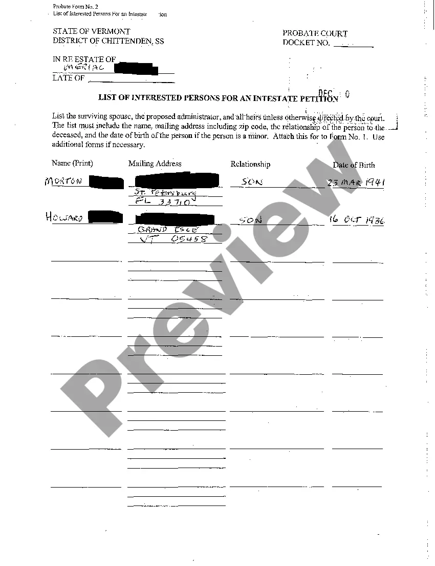 Preview A01 Petition to Open an Intestate Estate