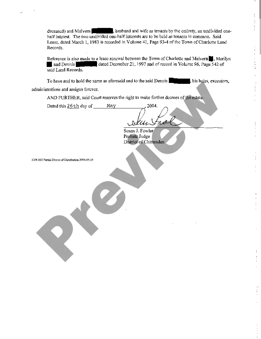 Preview A02 Partial Decree of Distribution Order regarding Testate Estate