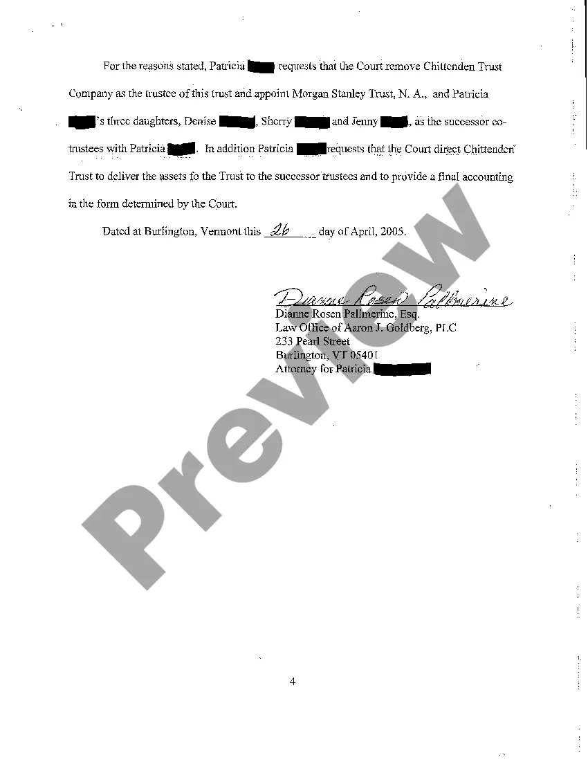 Get A01 Motion for Replacement of Trustee Preview A01 Motion for Replacement of Trustee