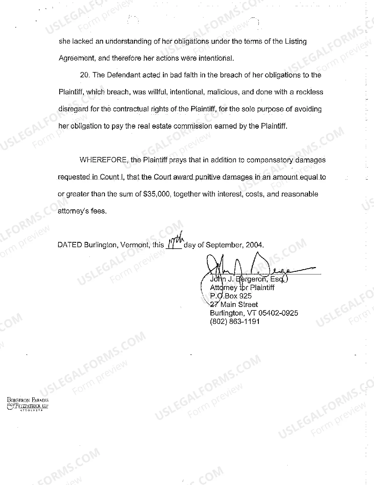 Preview Complaint for Breach of Listing Agreement by Homeowners Who Sold Home Independent of Plaintiff Listing Agency