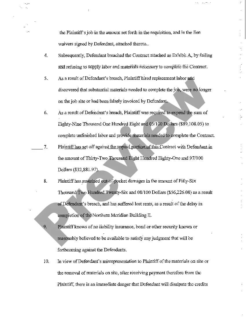 Preview Motion for Ex Parte Trustee Process regarding Breach of Construction Contract