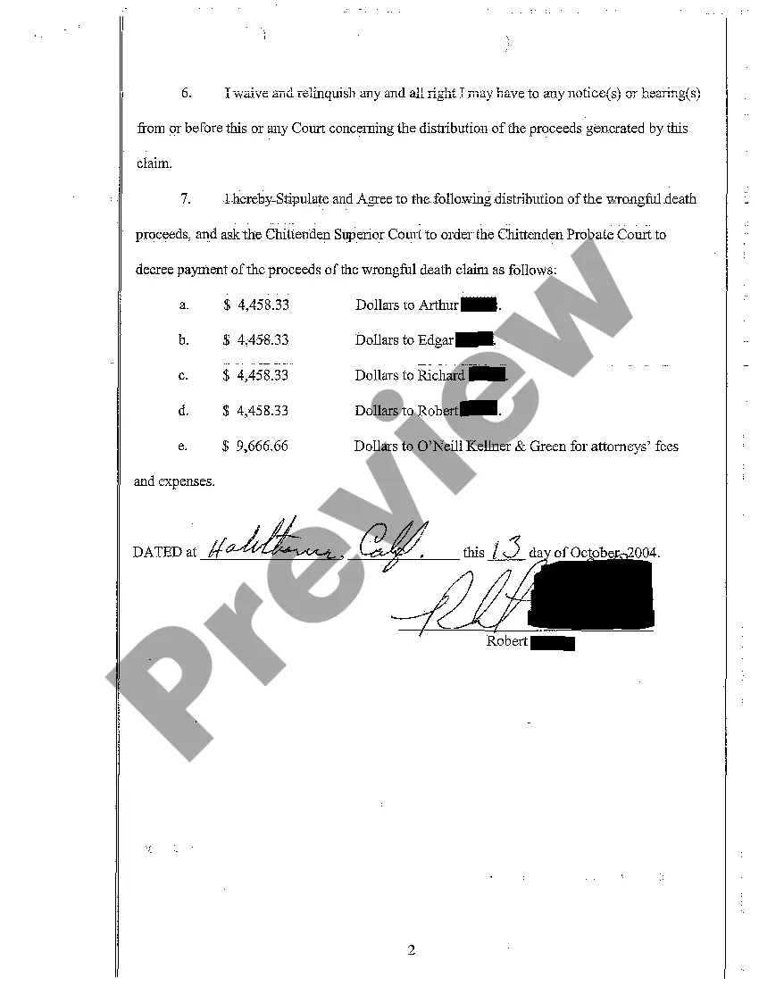 Get A02 Stipulation of Heirs and Allocation of Settlement and Distribution of Settlement Proceeds Preview A02 Stipulation of Heirs and Allocation of Settlement and Distribution of Settlement Proceeds