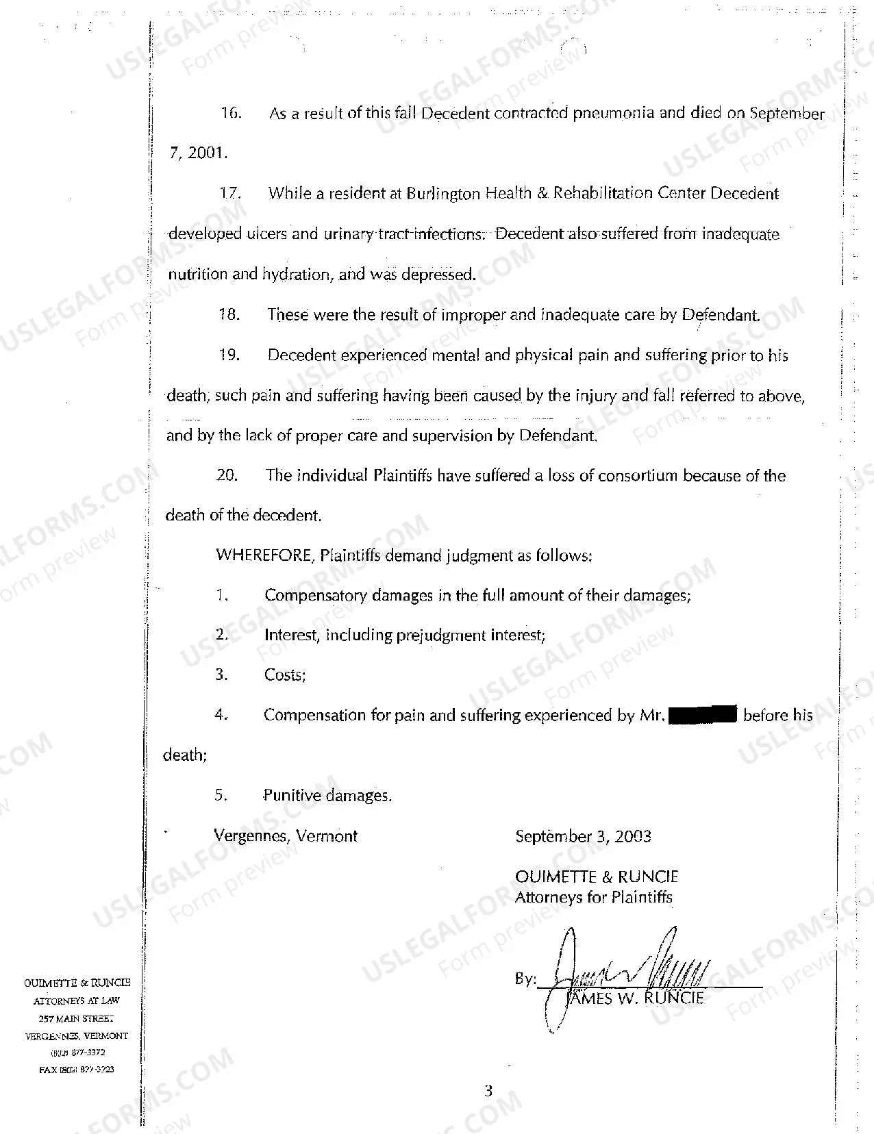 Preview A01 Complaint Wrongful Death Against Nursing Home