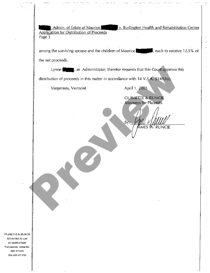 Preview A03 Petition for Approval of Distribution of Proceeds of Wrongful Death Settlement