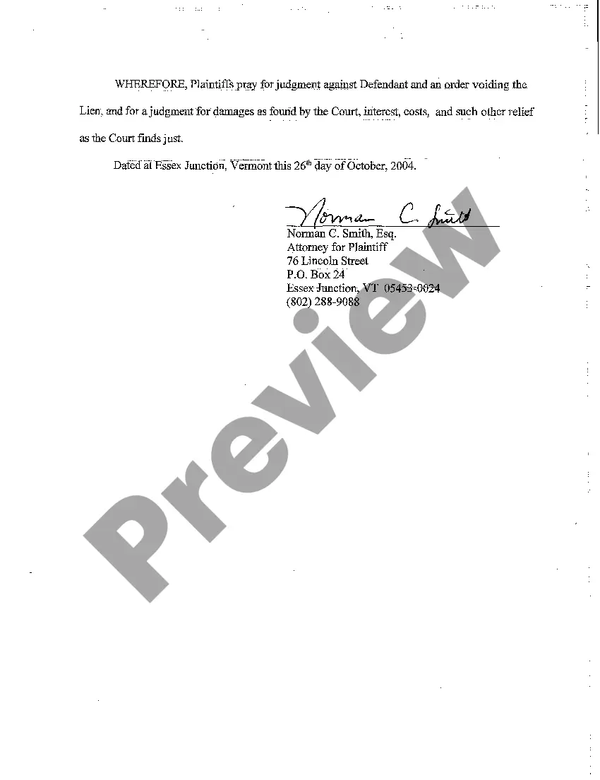 Preview A01 Complaint for Removal of Mobile Home and Other Property from Plaintiff's Property