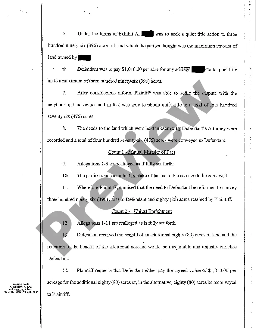 Get A01 Complaint for Mutual Mistake in Conveyance of Property Preview A01 Complaint for Mutual Mistake in Conveyance of Property