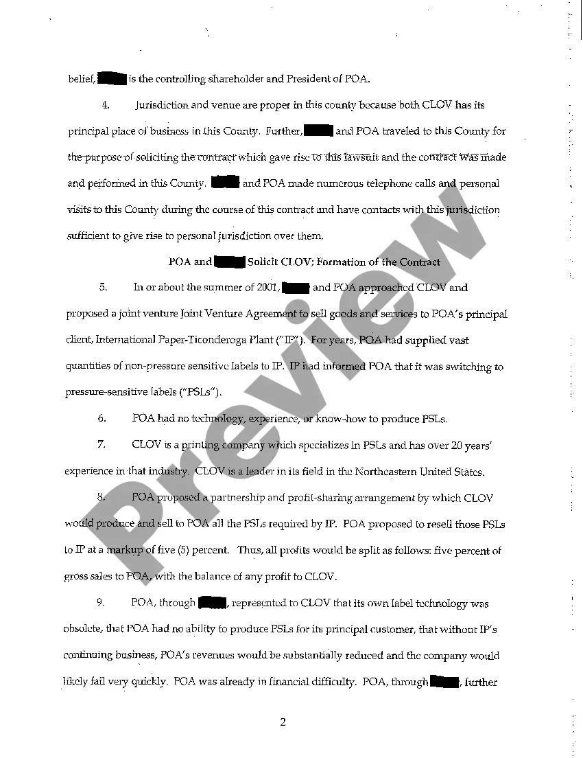 Preview Complaint for Unfair Business Practices and Abuse of Trade Secrets in the Label Printing Industry
