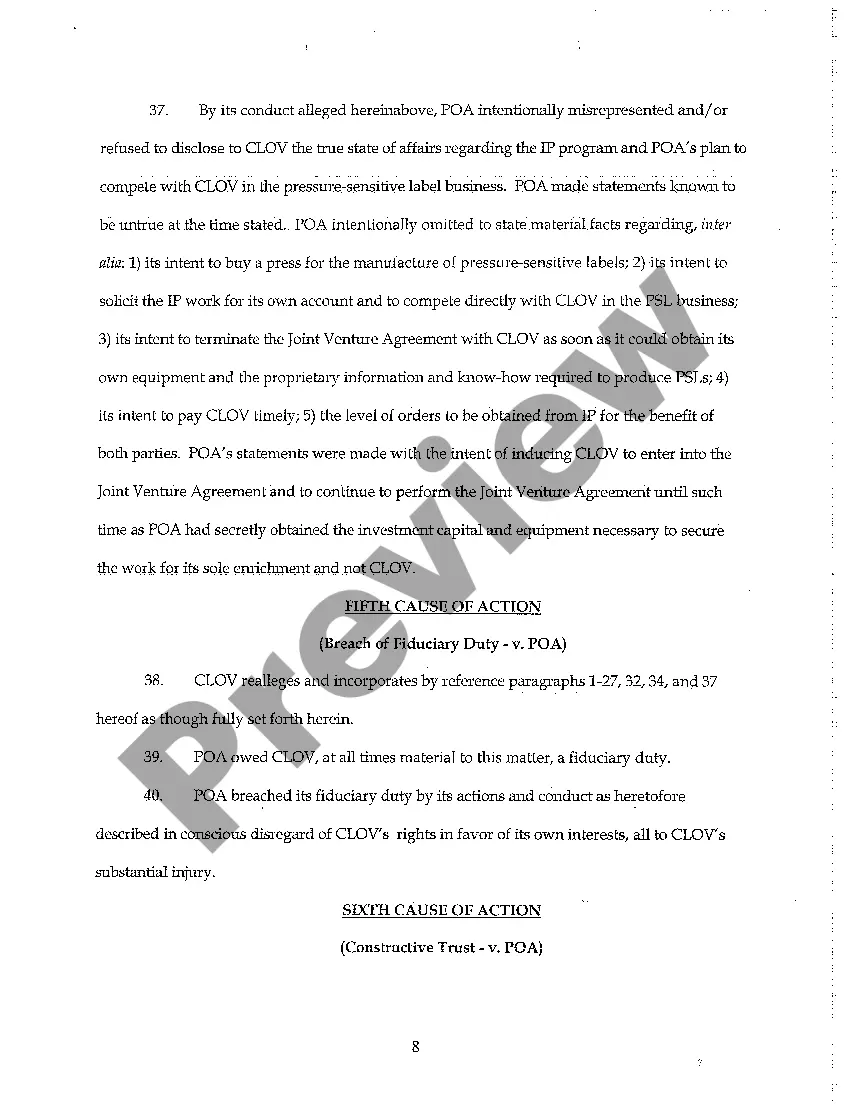 Preview Complaint for Unfair Business Practices and Abuse of Trade Secrets in the Label Printing Industry