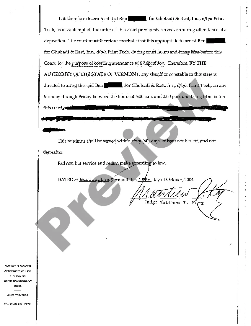 Get A03 Findings of Contempt of Court and Mittimus for Arrest Preview A03 Findings of Contempt of Court and Mittimus for Arrest