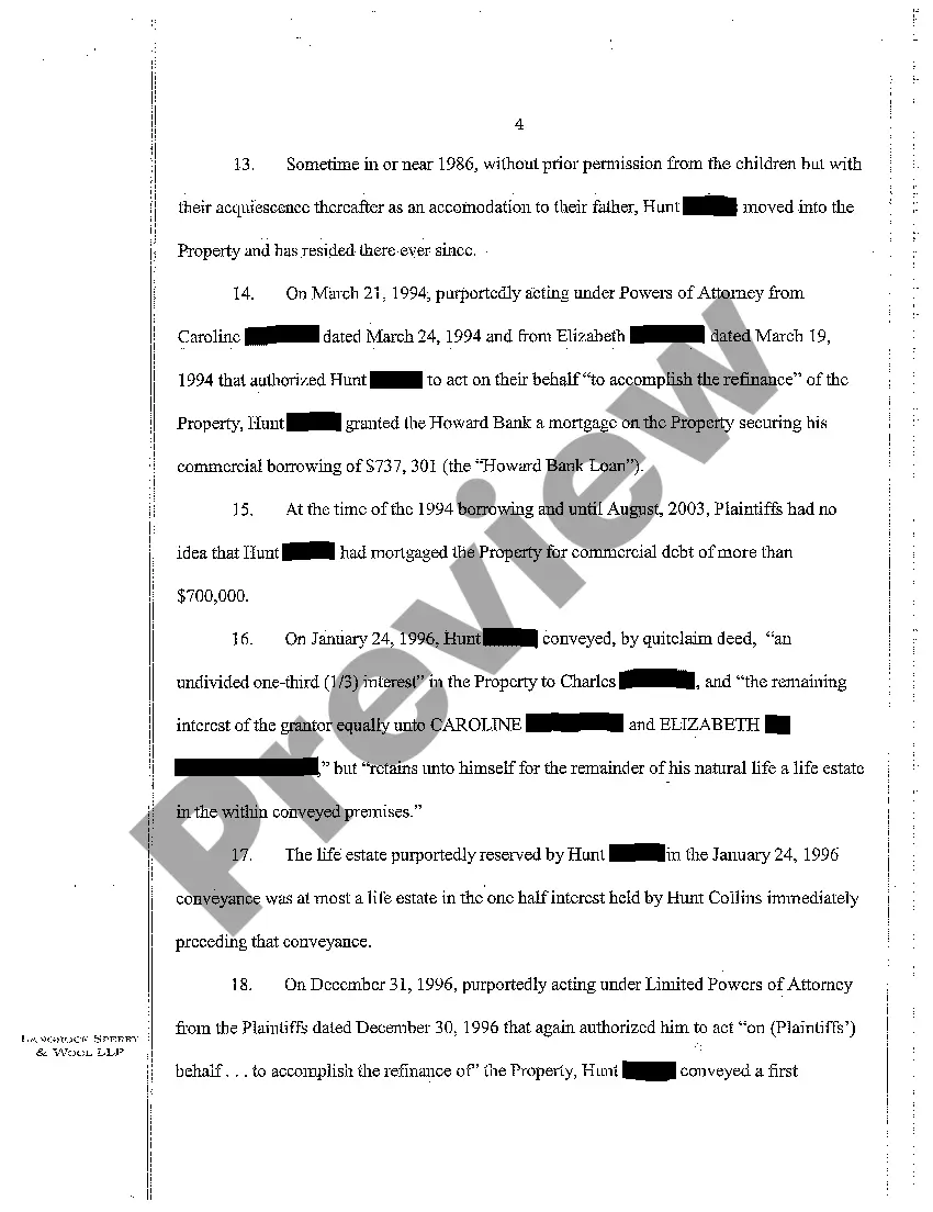 Preview Complaint for Quieting Title