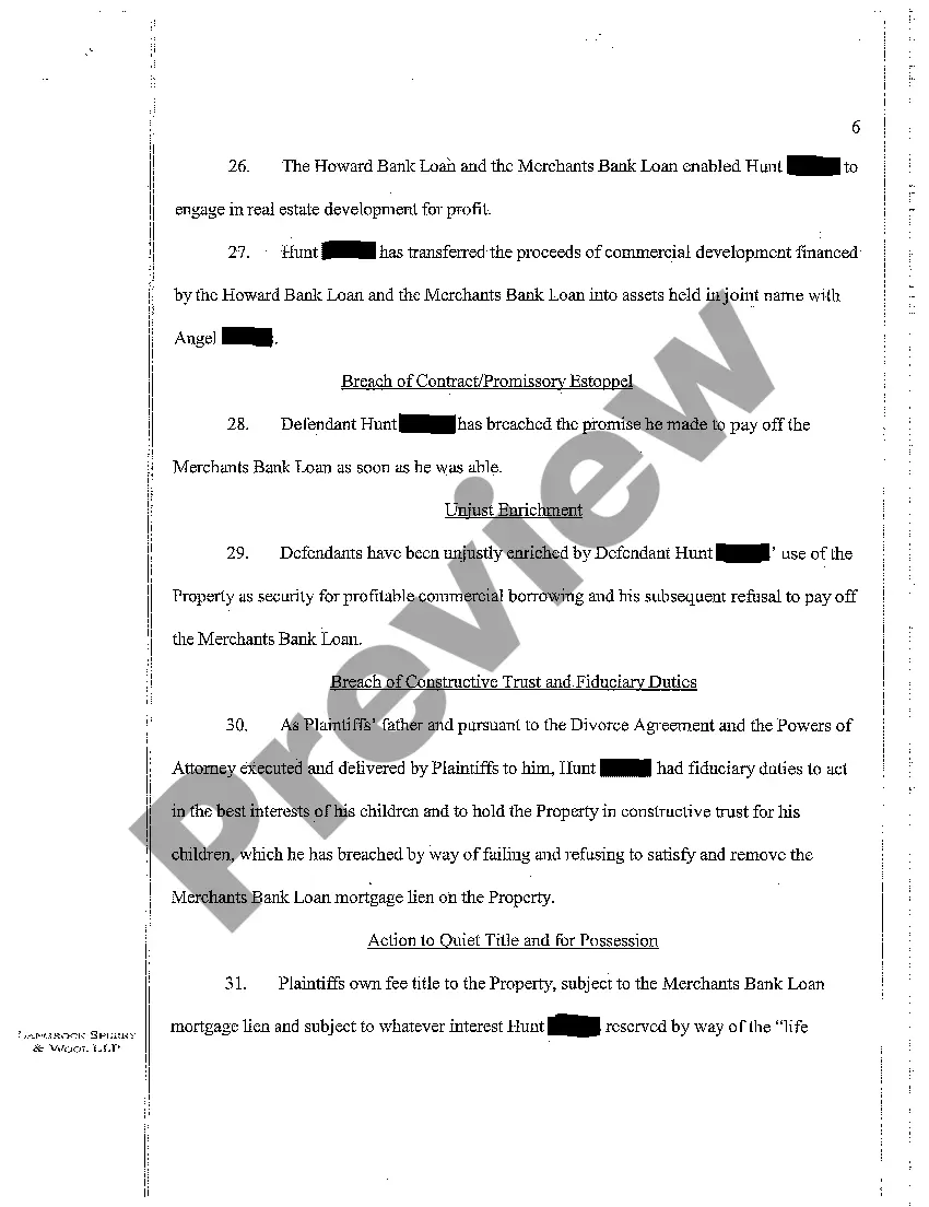 Preview Complaint for Quieting Title