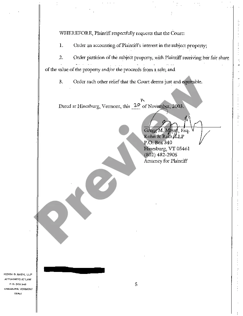 Preview Complaint for Accounting and Partition of Duplex Housing Unit