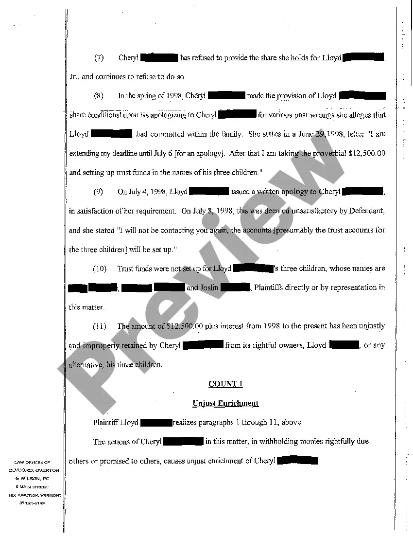 Get A01 Complaint for Constructive Trust Preview A01 Complaint for Constructive Trust