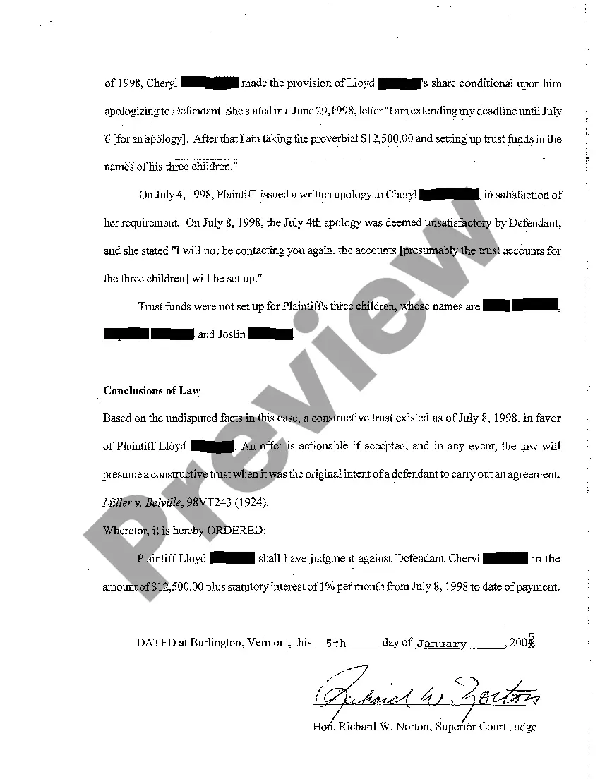 Get A02 Order Granting Plaintiff Constructive Trust Preview A02 Order Granting Plaintiff Constructive Trust