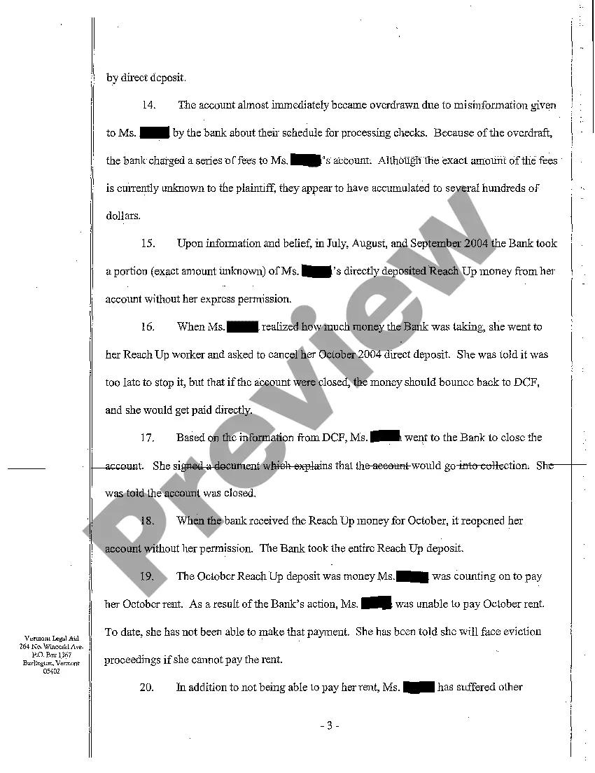 Preview A01 Complaint Against Bank for Misuse of Reach Up Funds of Customer