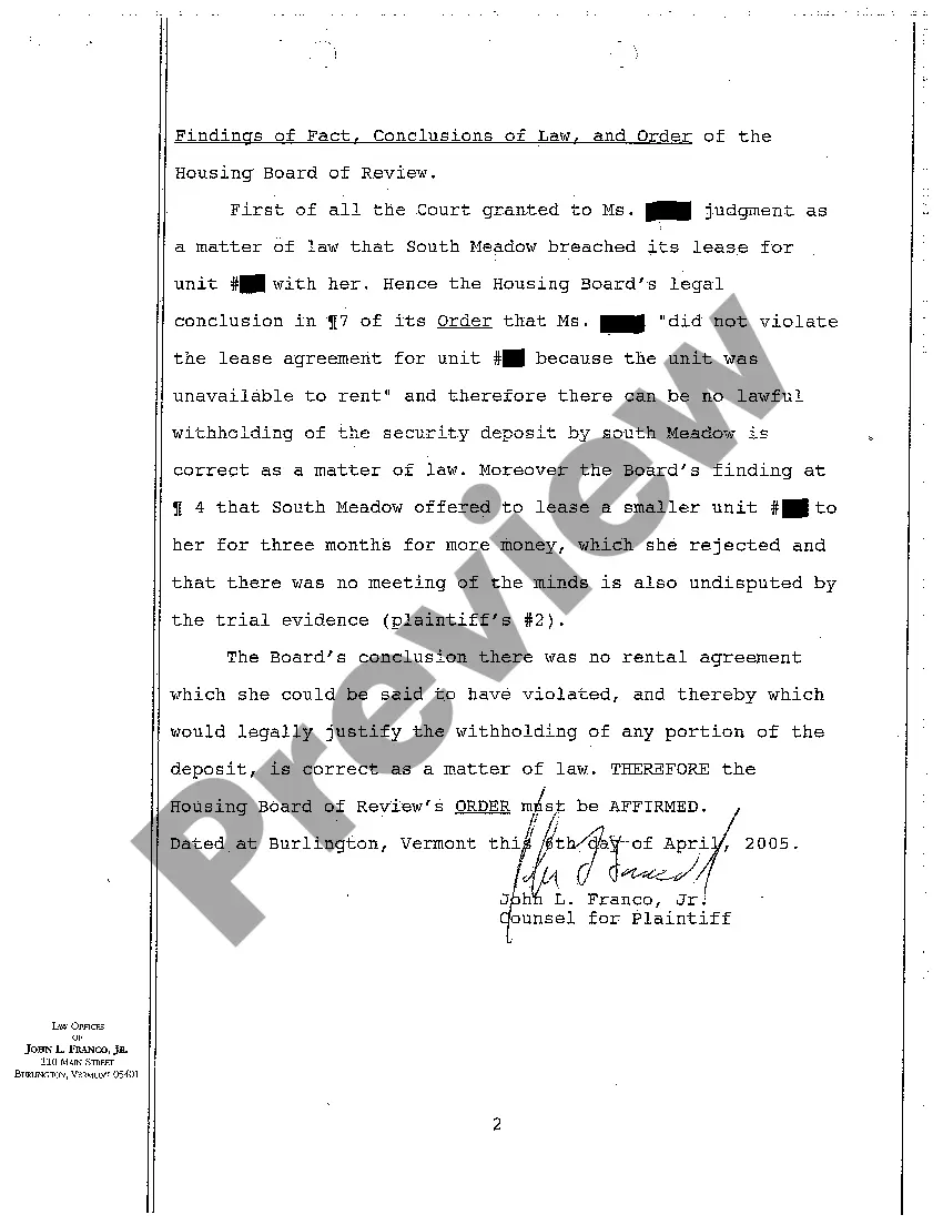 Preview A02 Motion to Affirm the Decision of The Burlington House of Board Review