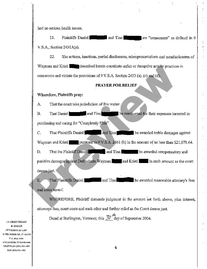 Preview A01 Verified Complaint Alleging Fraud in Sale of American Quarter Horse