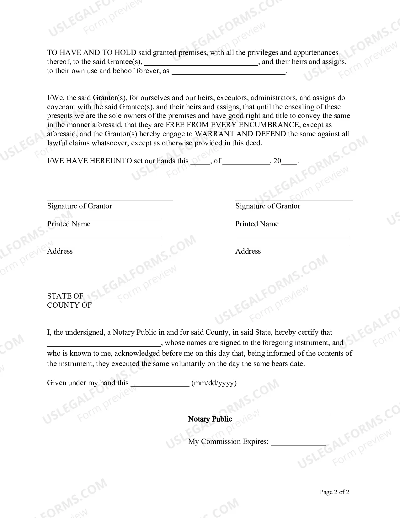 Preview Vermont Enhanced Life Estate Deed