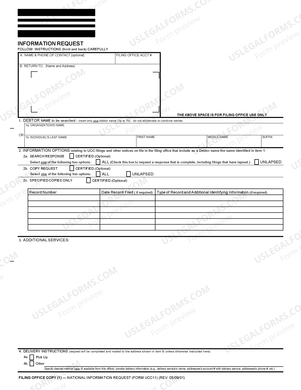 Vermont UCC11 Request for Information | US Legal Forms
