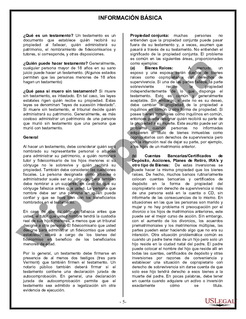 Preview Formulario Legal de Última Voluntad y Testamento para una Persona Soltera con Hijos Menores