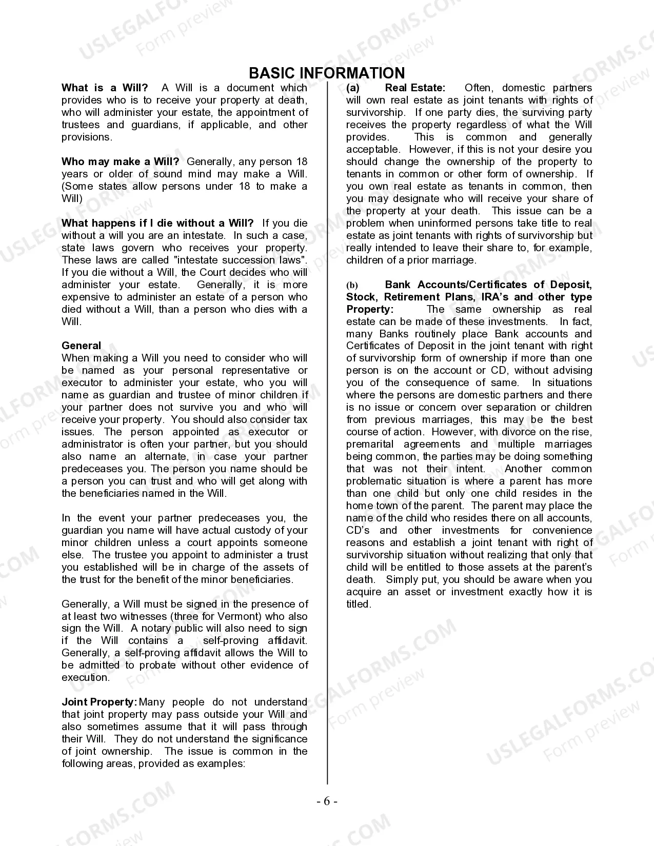 Preview Last Will and Testament for Civil Union Partner with Minor Children from Prior Marriage