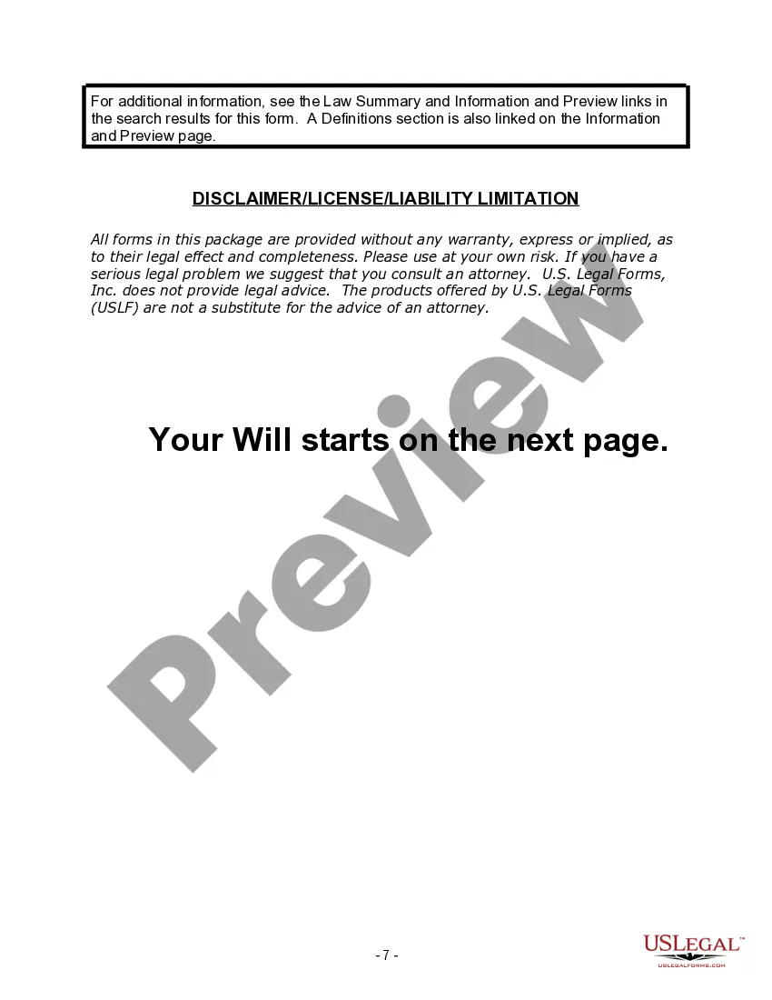 Preview Last Will and Testament for Divorced person not Remarried with Adult Children