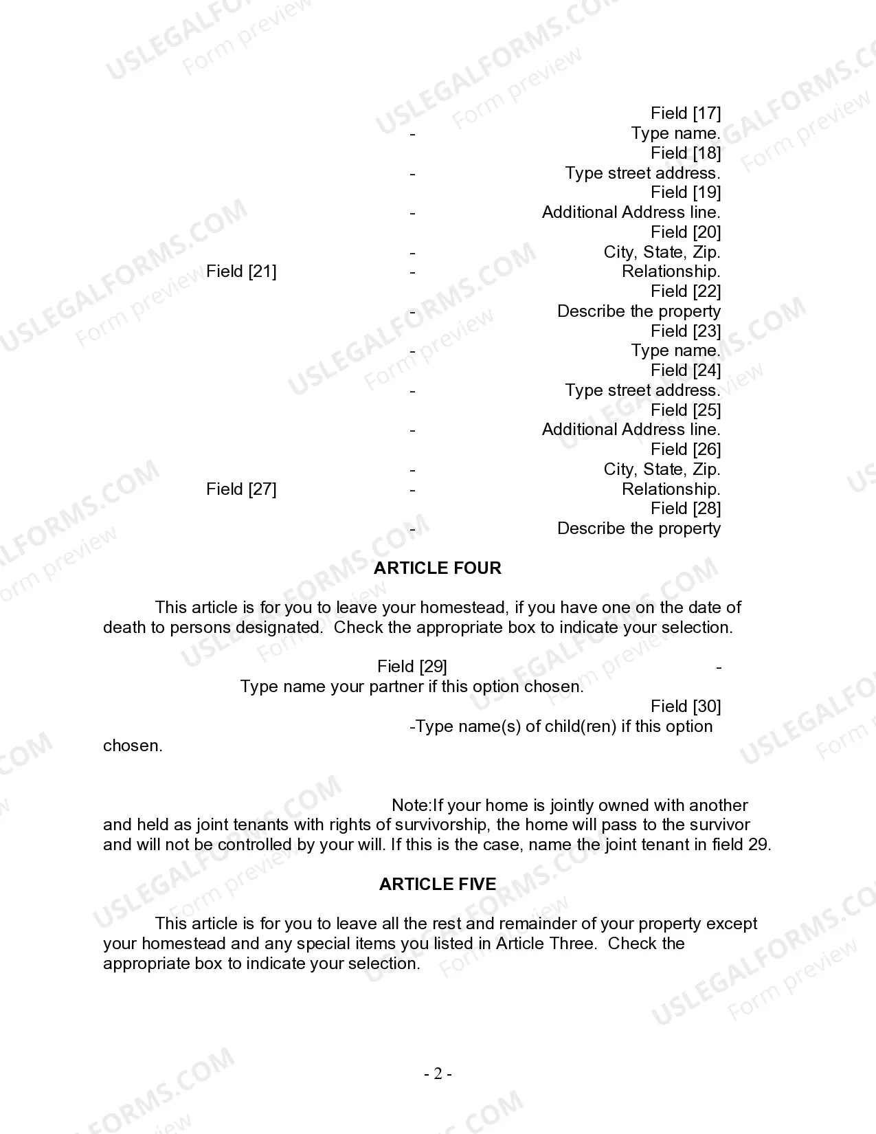 Preview Last Will and Testament for Civil Union Partner with Adult Children from Prior Marriage