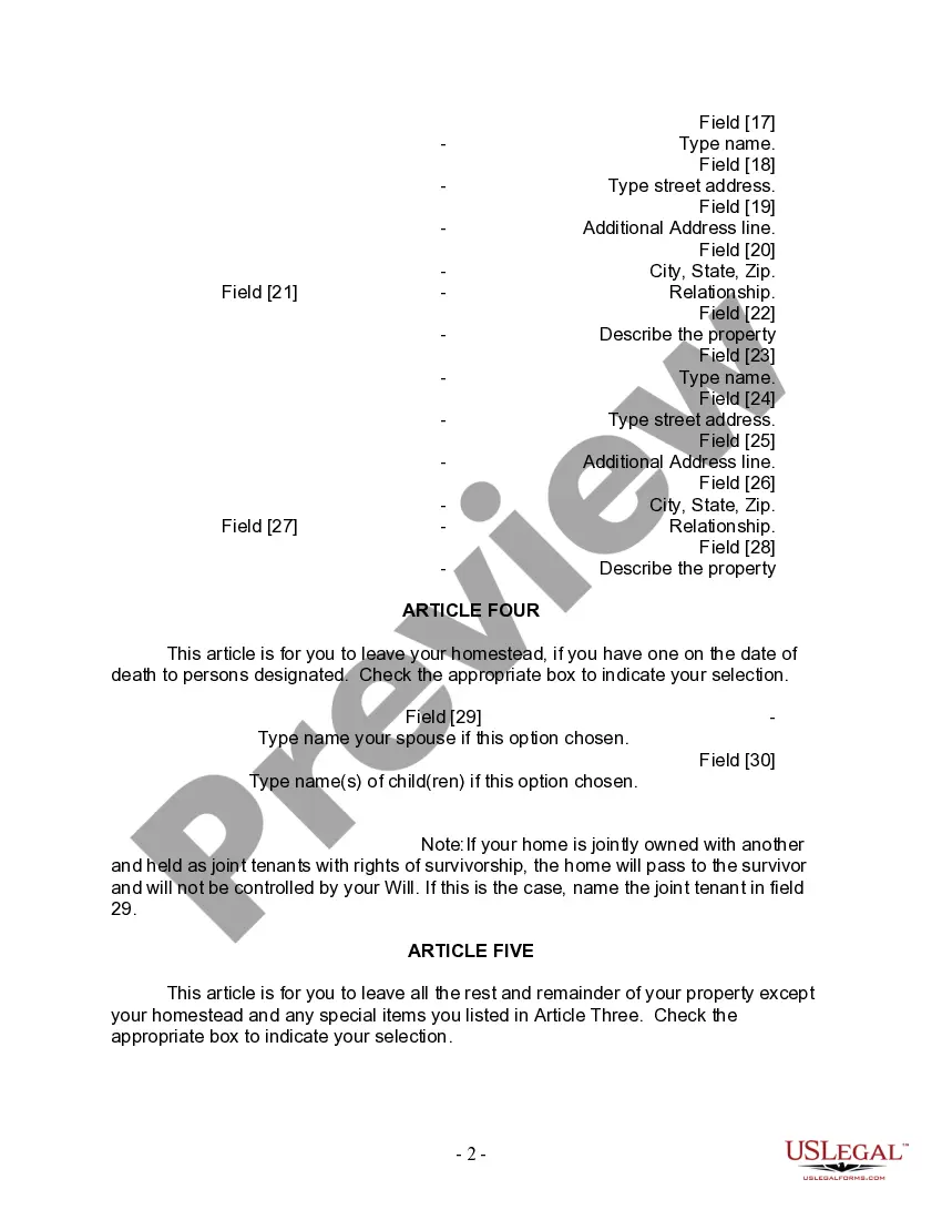 Preview Last Will and Testament for Married Person with Adult Children from Prior Marriage