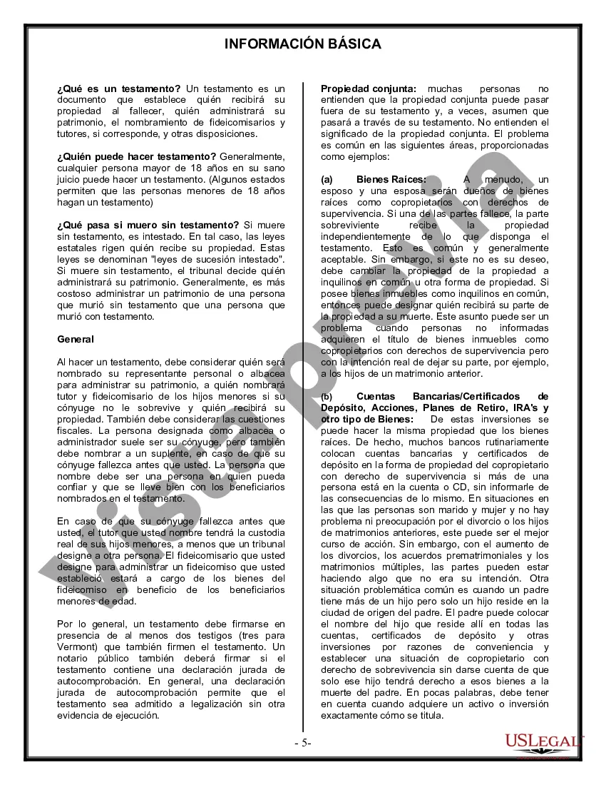 Preview Formulario de última voluntad y testamento legal para personas divorciadas que no se han vuelto a casar con hijos adultos y menores