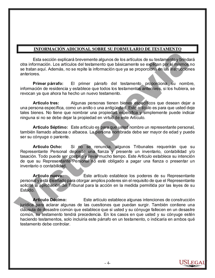 Preview Paquete de Voluntades Mutuas con Últimas Voluntades y Testamentos para Pareja Casada con Hijos Adultos