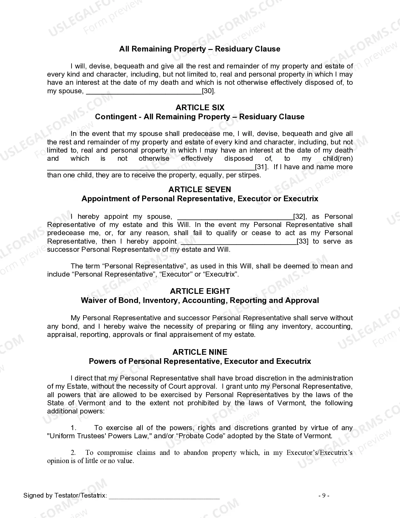 Preview Mutual Wills Package for Married Couple with Adult Children