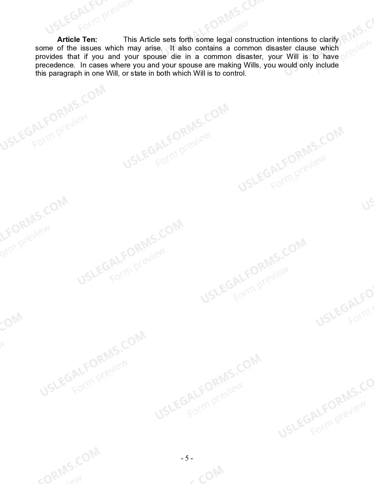 Preview Mutual Wills Package for Married Couple with Adult Children