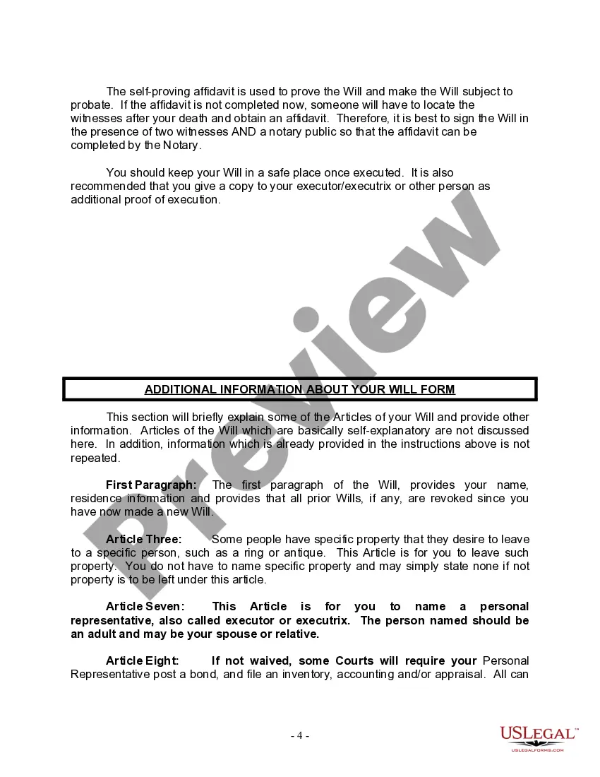 Preview Mutual Wills Package for Married Couple with No Children