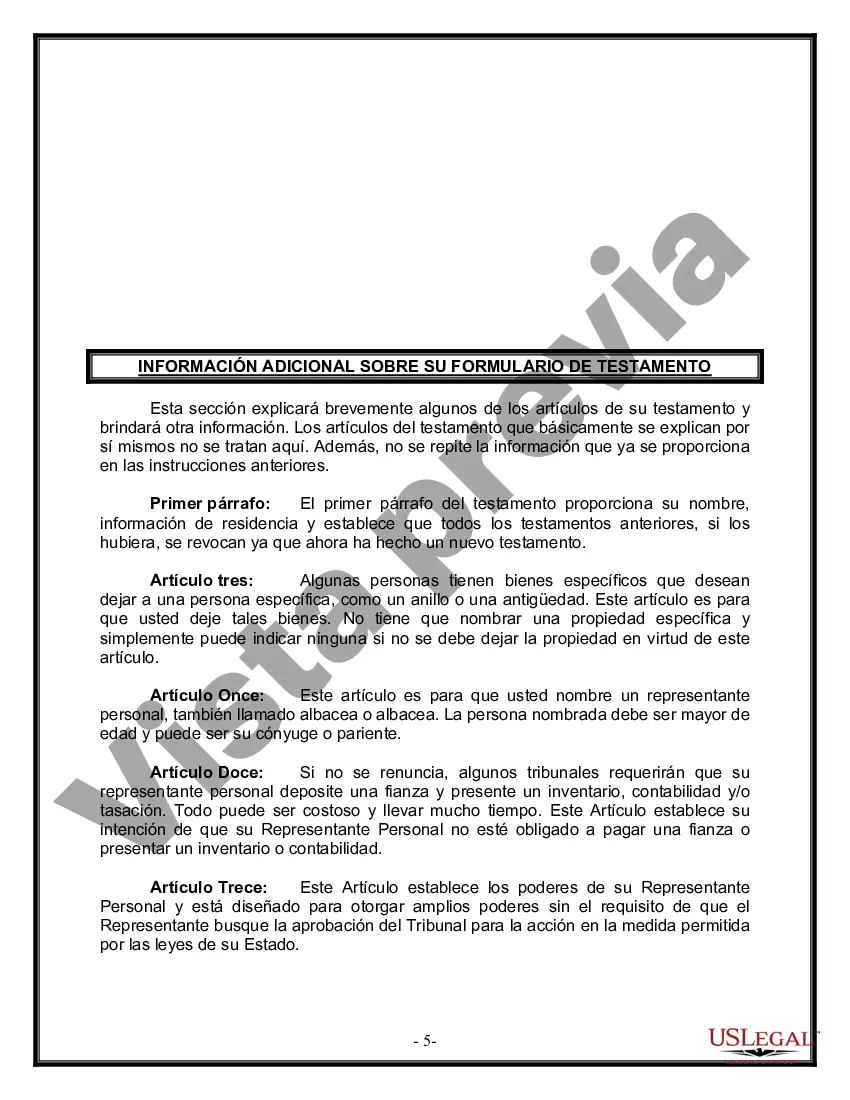 Preview Paquete de Voluntades Mutuas con Últimas Voluntades y Testamentos para Pareja Casada con Hijos Menores