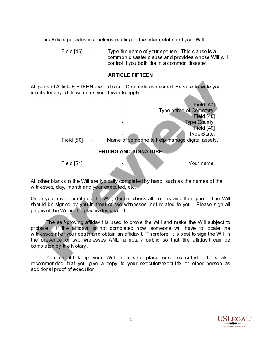 Preview Mutual Wills Package for Married Couple with Minor Children