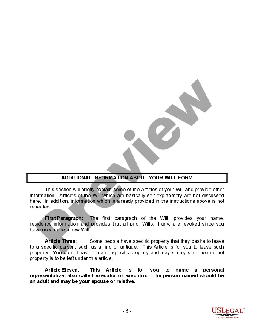 Preview Mutual Wills Package for Married Couple with Minor Children