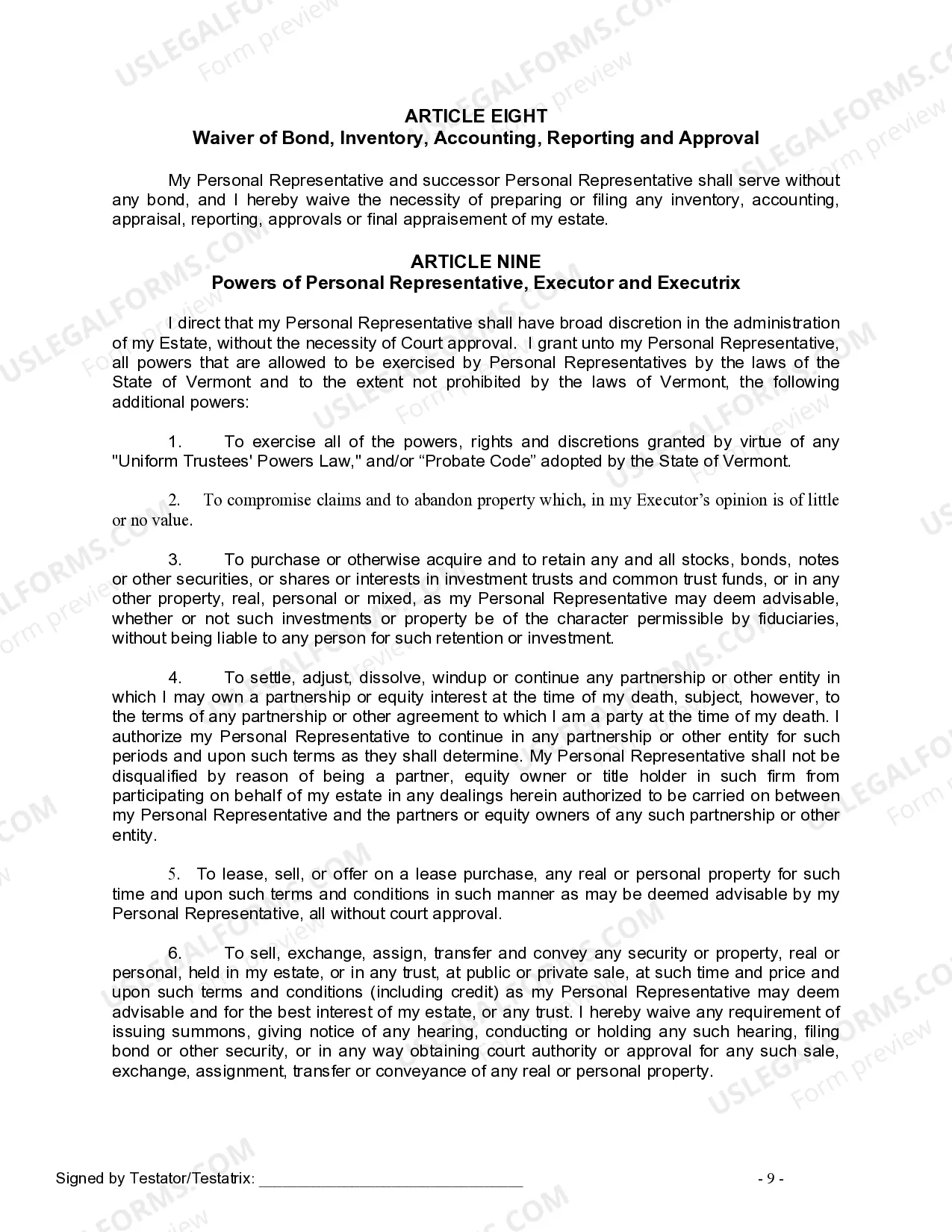 Preview Last Will and Testament for Civil Union Partner with Adult Children