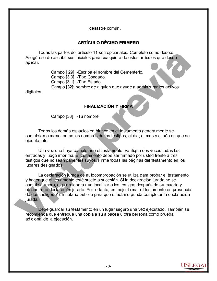 Preview Formulario de última voluntad y testamento legal para una pareja de unión civil sin hijos