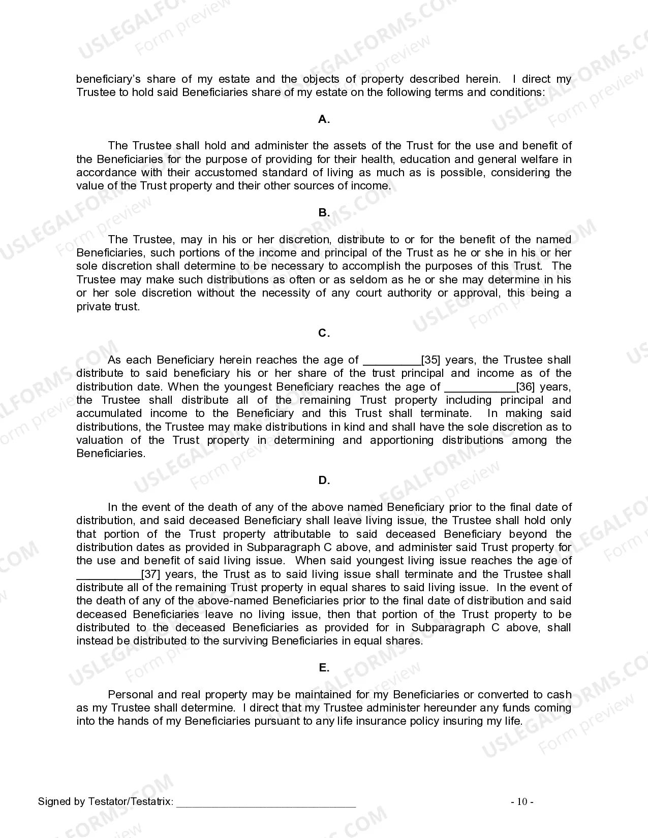 Preview Last Will and Testament for Civil Union Partner with Minor Children