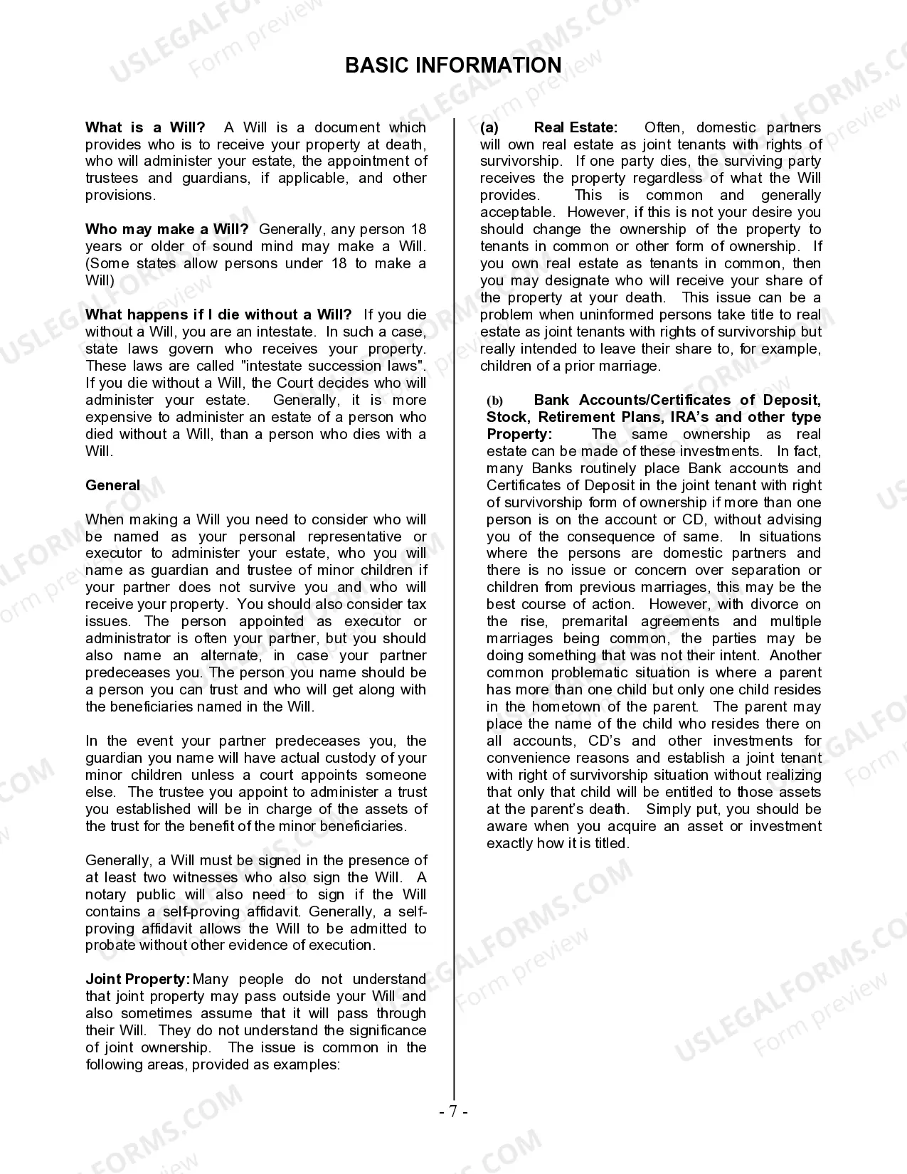 Preview Last Will and Testament for Civil Union Partner with Adult and Minor Children