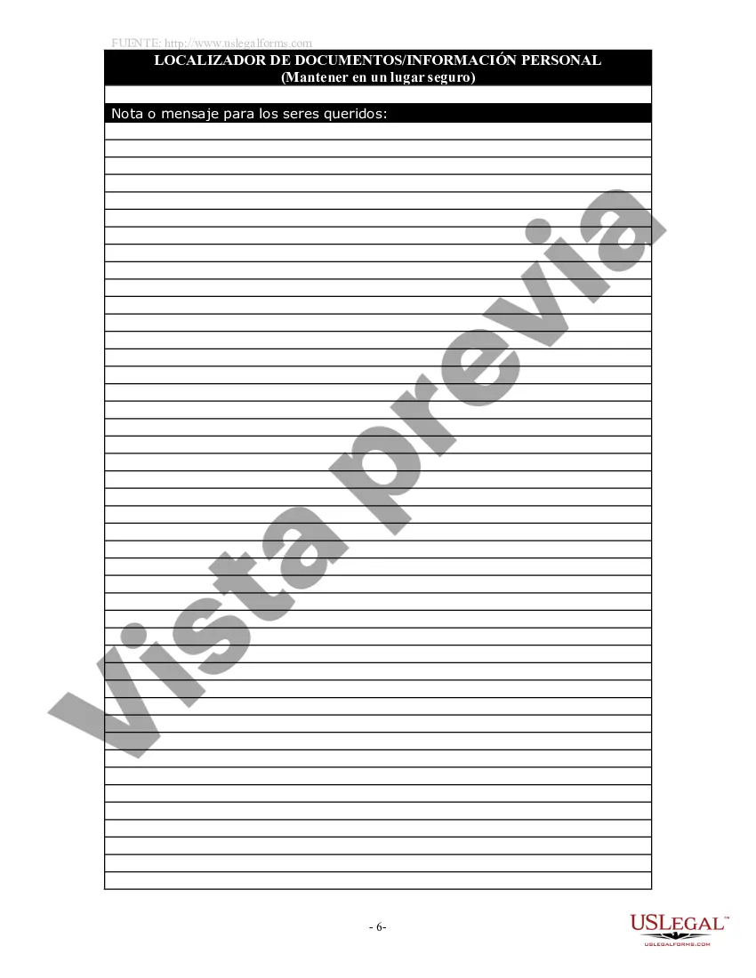 Preview Localizador de documentos y paquete de información personal, incluido el formulario de información de entierro