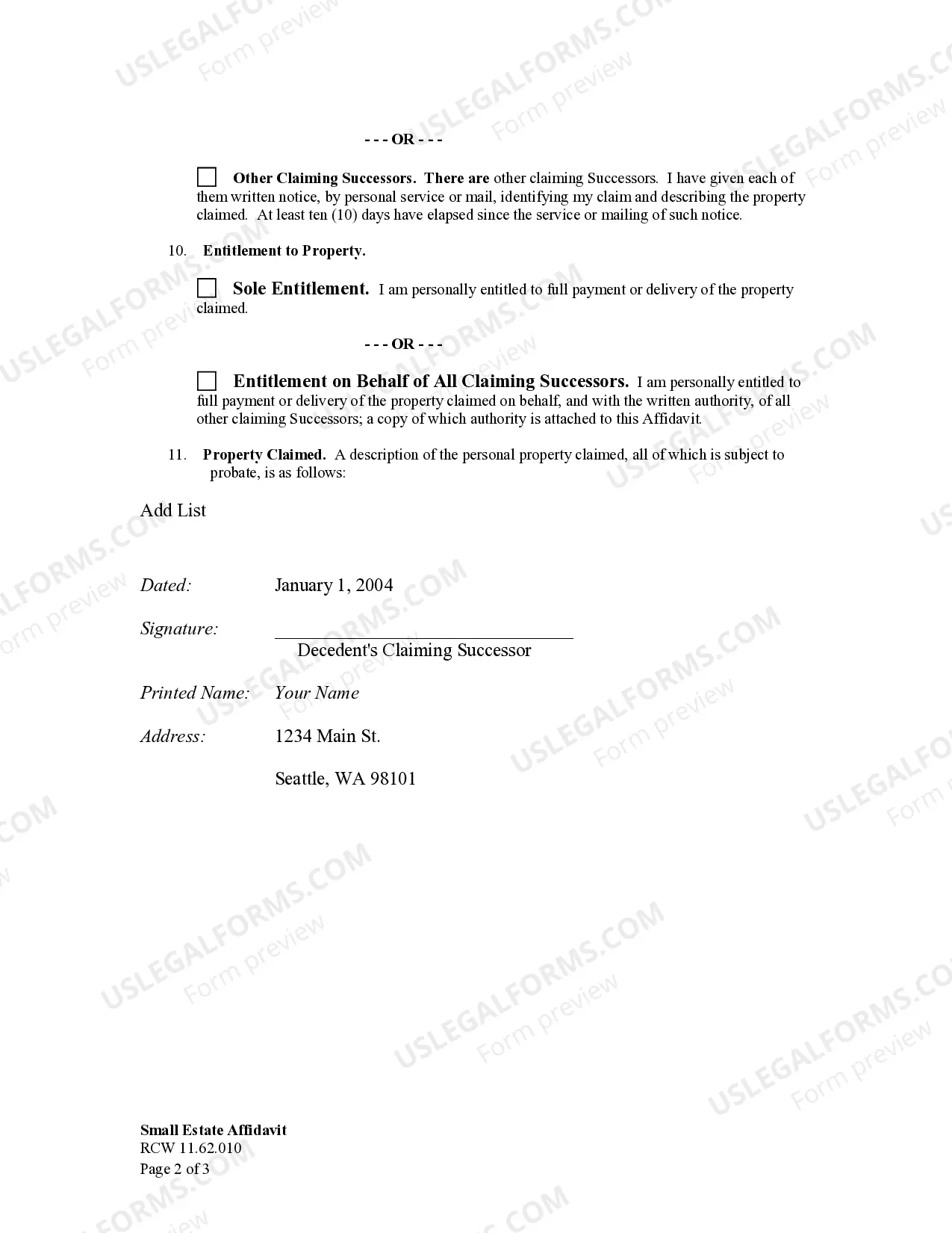Preview Small Estate Affidavit for Estates under $100,000