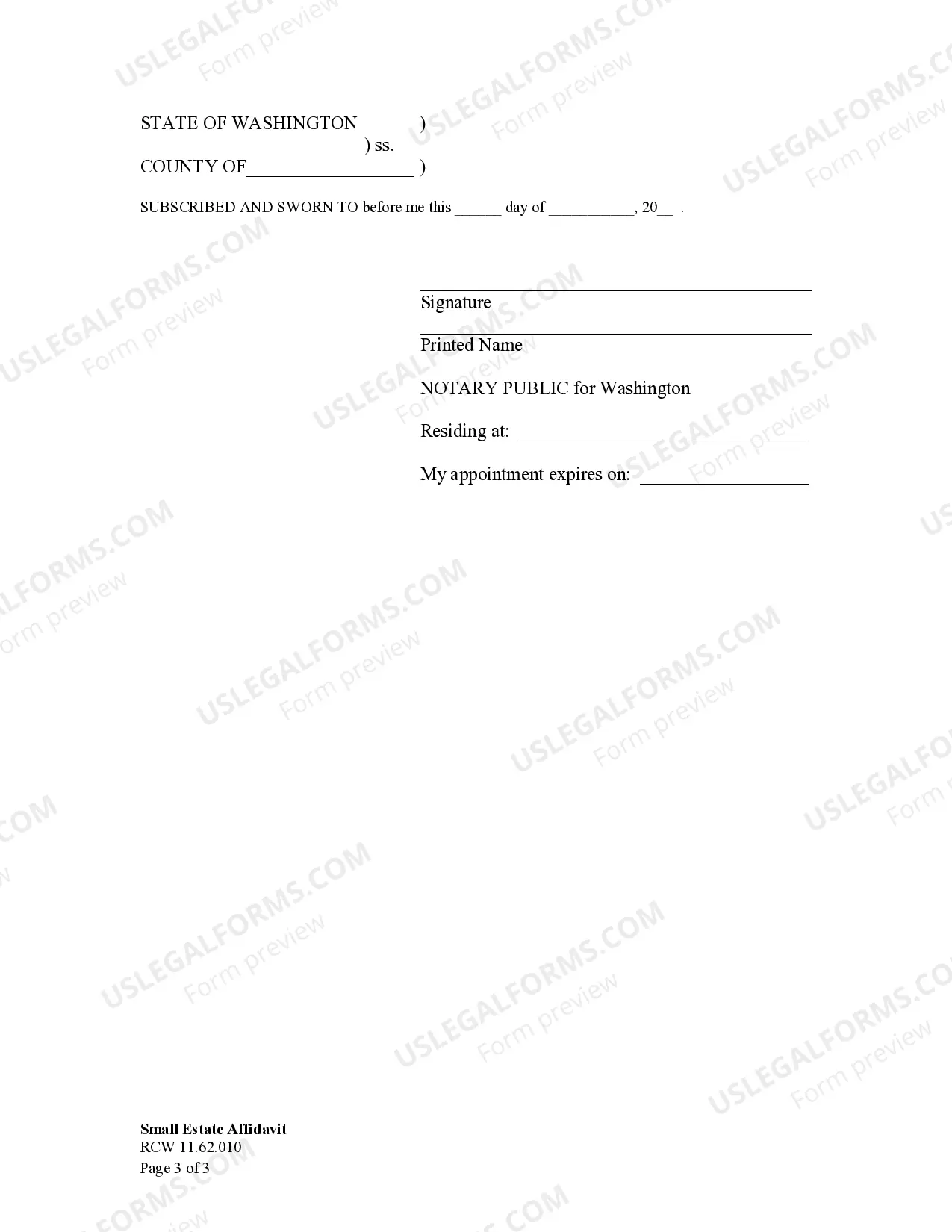 Preview Small Estate Affidavit for Estates under $100,000