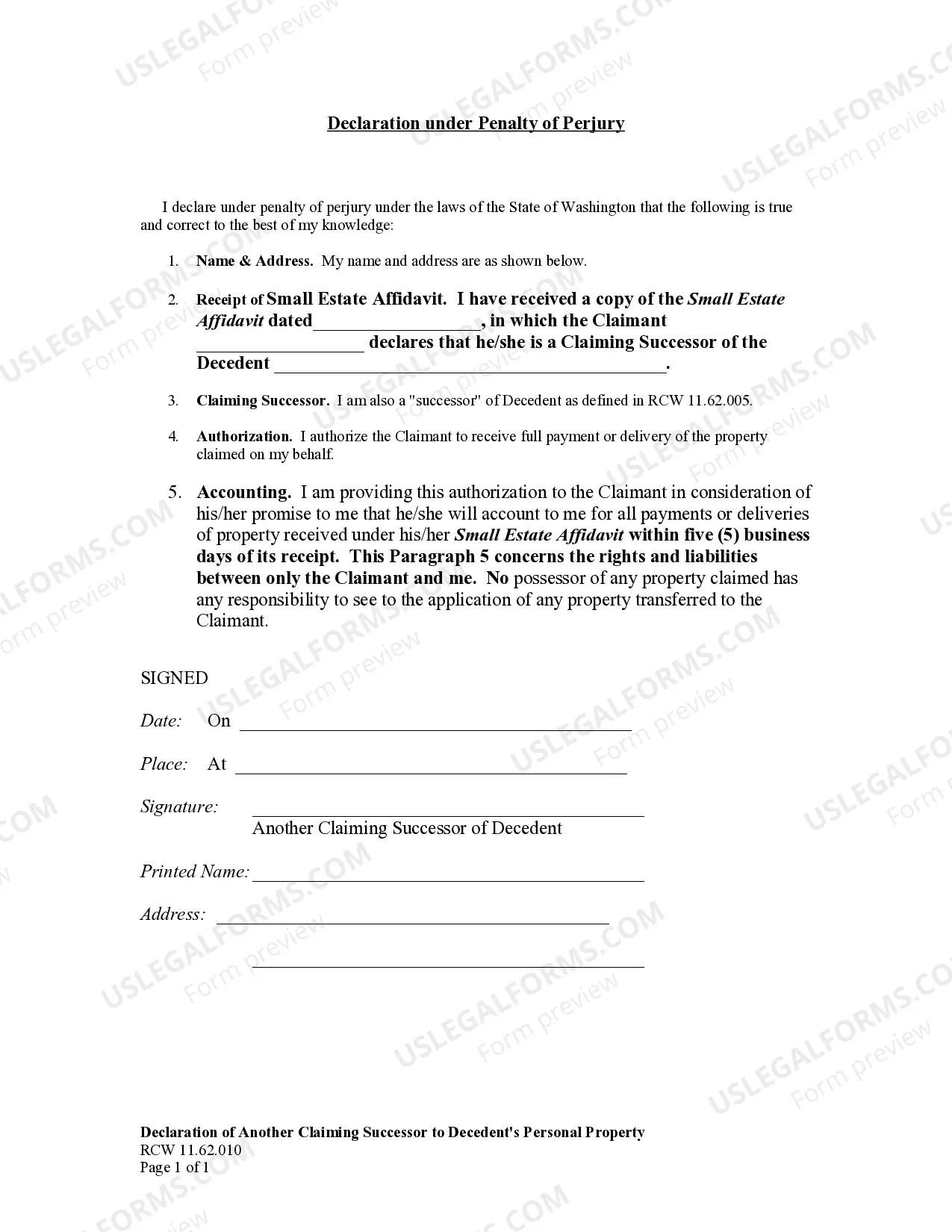 Preview Small Estate Affidavit for Estates under $100,000