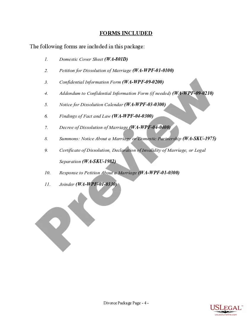 Preview No-Fault Uncontested Agreed Divorce Package for Dissolution of Marriage with Adult Children and with or without Property and Debts